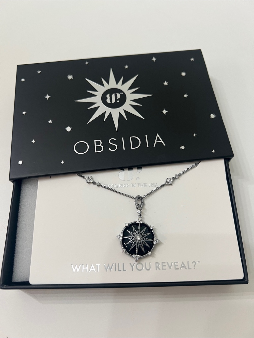 Obsidia Black & Silver Compass Star Necklace